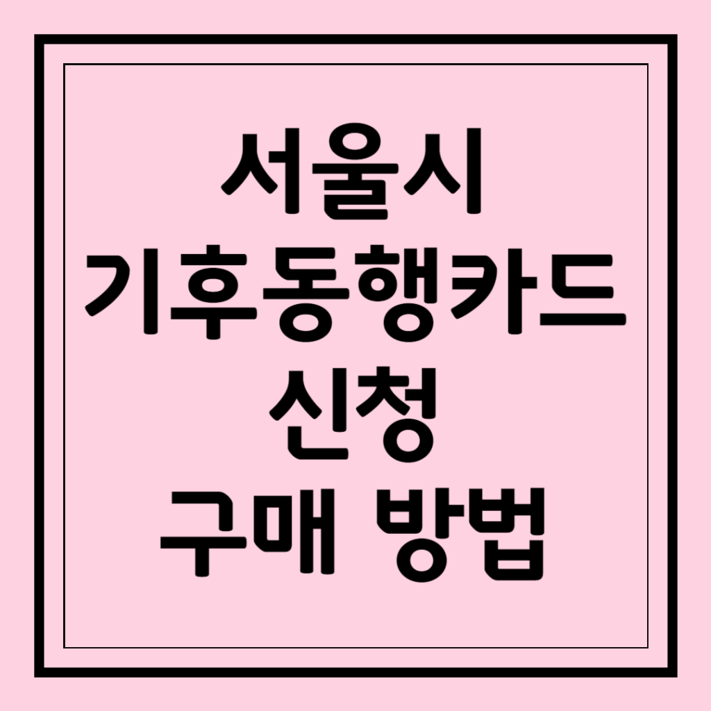 서울시 기후동행카드 신청 구매 방법